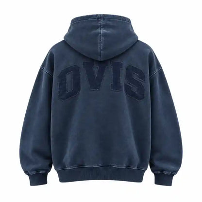 OVIS Varsity Pullover Hoodie azul lavado – espalda