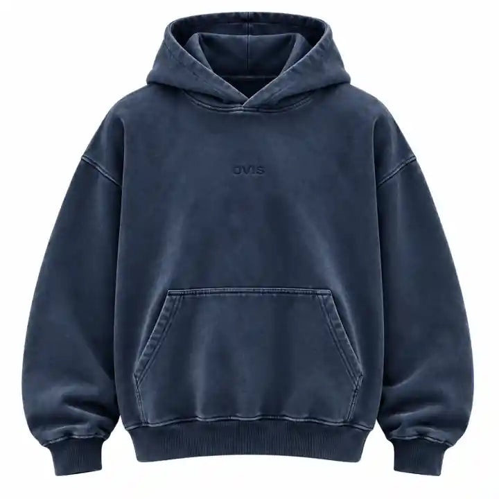 OVIS Varsity Pullover Hoodie azul lavado – frontal