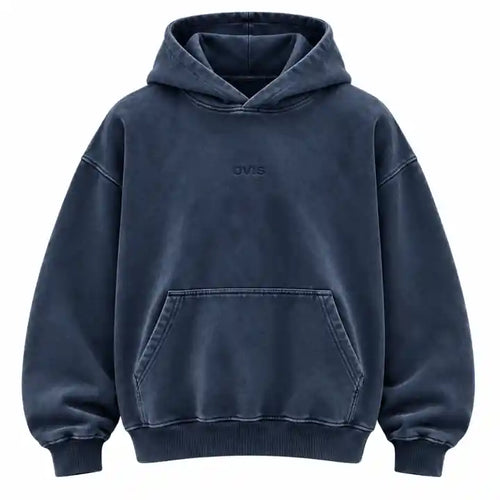 OVIS Varsity Pullover Hoodie azul lavado – frontal