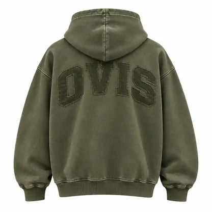 OVIS Varsity Pullover Hoodie verde oliva – espalda