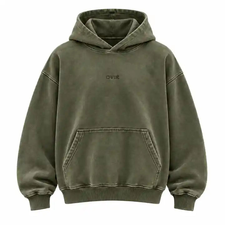 OVIS Varsity Pullover Hoodie verde oliva – frontal