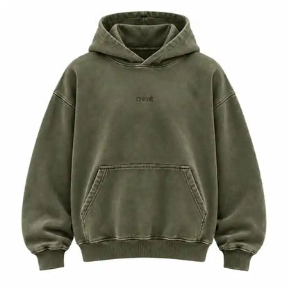 OVIS Varsity Pullover Hoodie verde oliva – frontal